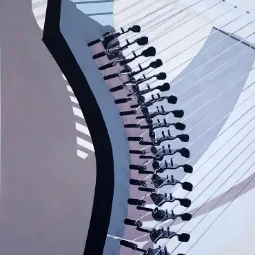 Spinal Chord, Harp 1, an arylic painting by UK artist Janice Thwaites